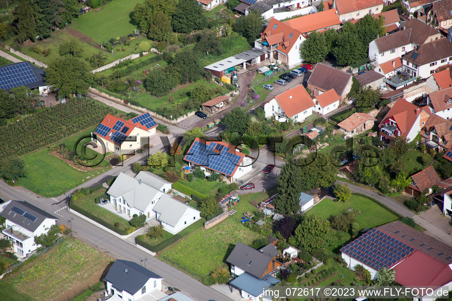 District Heuchelheim in Heuchelheim-Klingen in the state Rhineland-Palatinate, Germany seen from a drone
