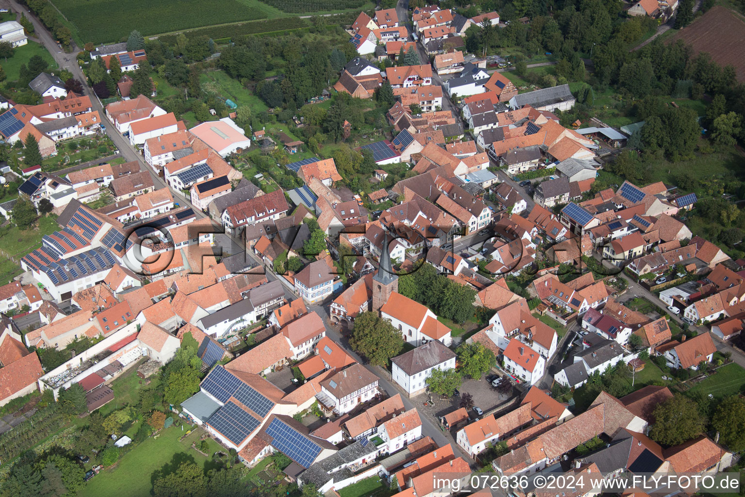 District Heuchelheim in Heuchelheim-Klingen in the state Rhineland-Palatinate, Germany viewn from the air