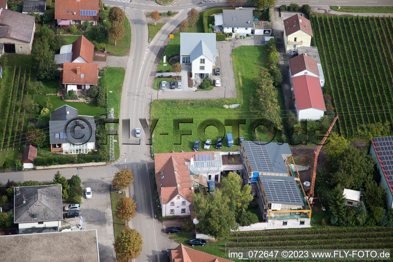 Drone recording of District Klingen in Heuchelheim-Klingen in the state Rhineland-Palatinate, Germany