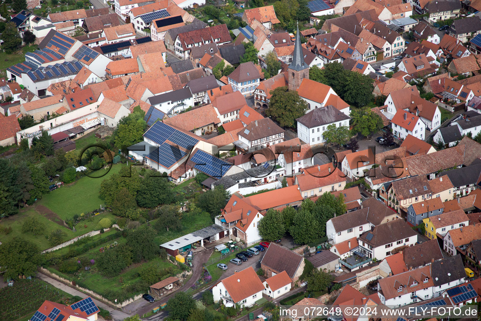 District Heuchelheim in Heuchelheim-Klingen in the state Rhineland-Palatinate, Germany from the drone perspective