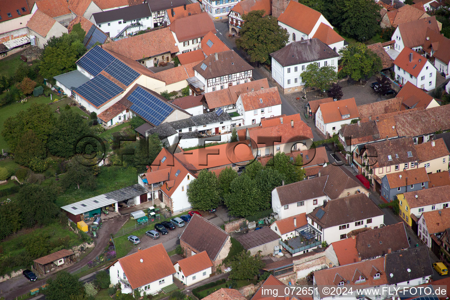 District Heuchelheim in Heuchelheim-Klingen in the state Rhineland-Palatinate, Germany from a drone