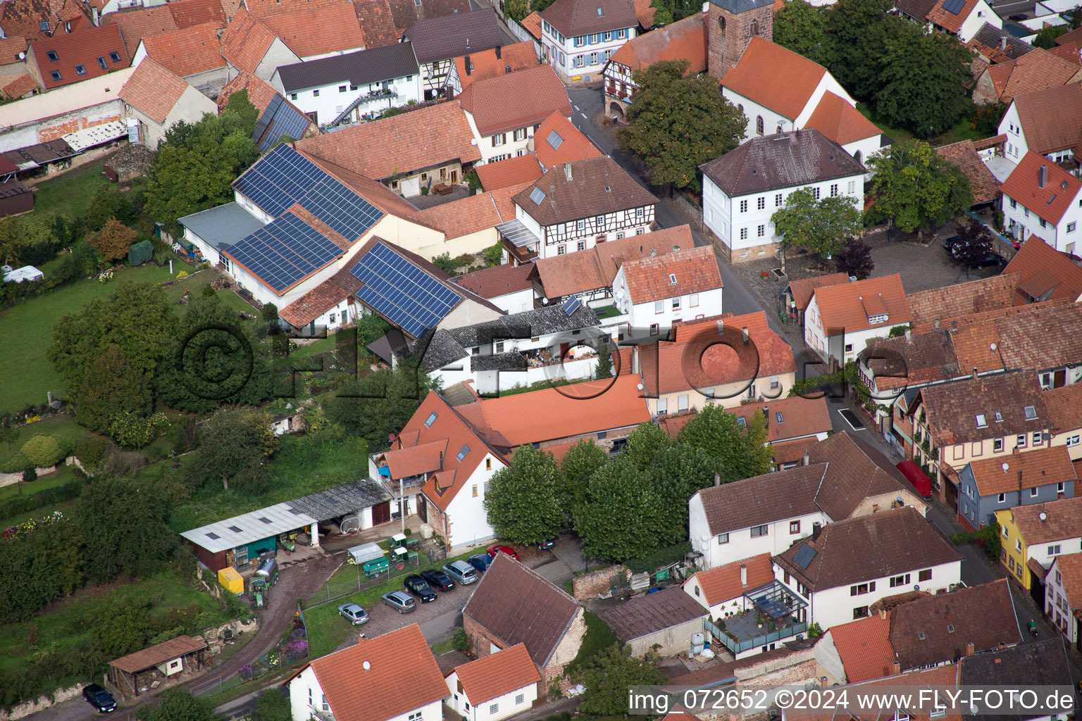 District Heuchelheim in Heuchelheim-Klingen in the state Rhineland-Palatinate, Germany seen from a drone