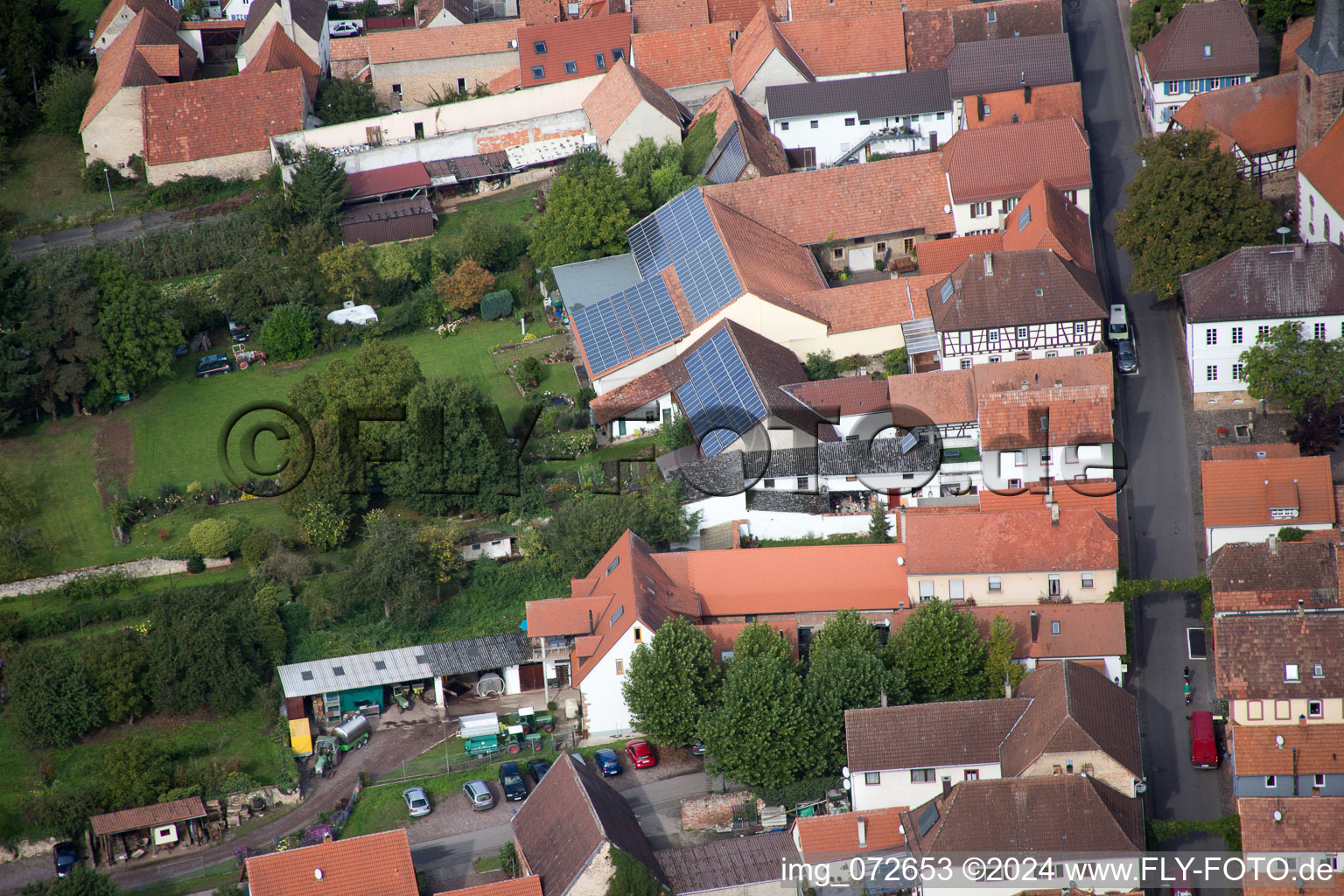 Aerial view of District Heuchelheim in Heuchelheim-Klingen in the state Rhineland-Palatinate, Germany