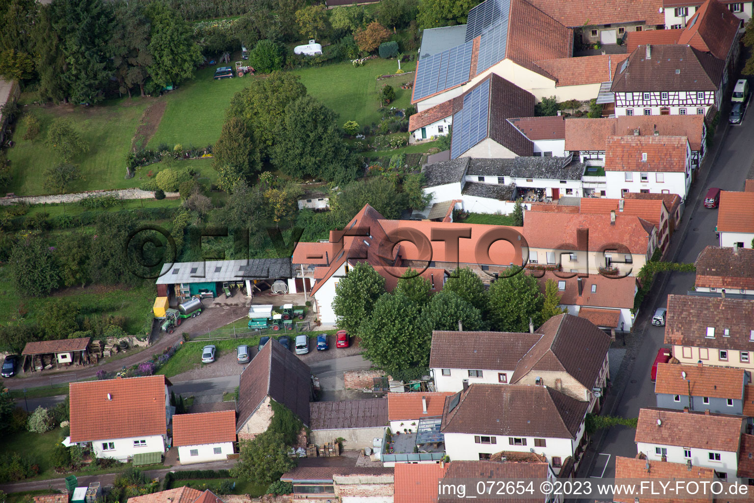Aerial photograpy of District Heuchelheim in Heuchelheim-Klingen in the state Rhineland-Palatinate, Germany