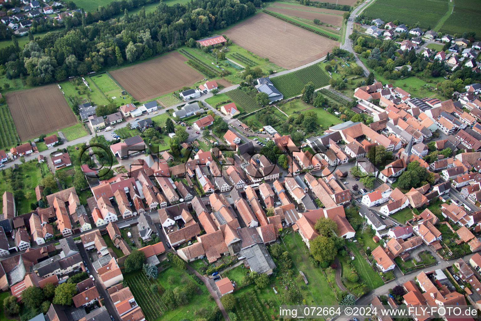 District Heuchelheim in Heuchelheim-Klingen in the state Rhineland-Palatinate, Germany viewn from the air