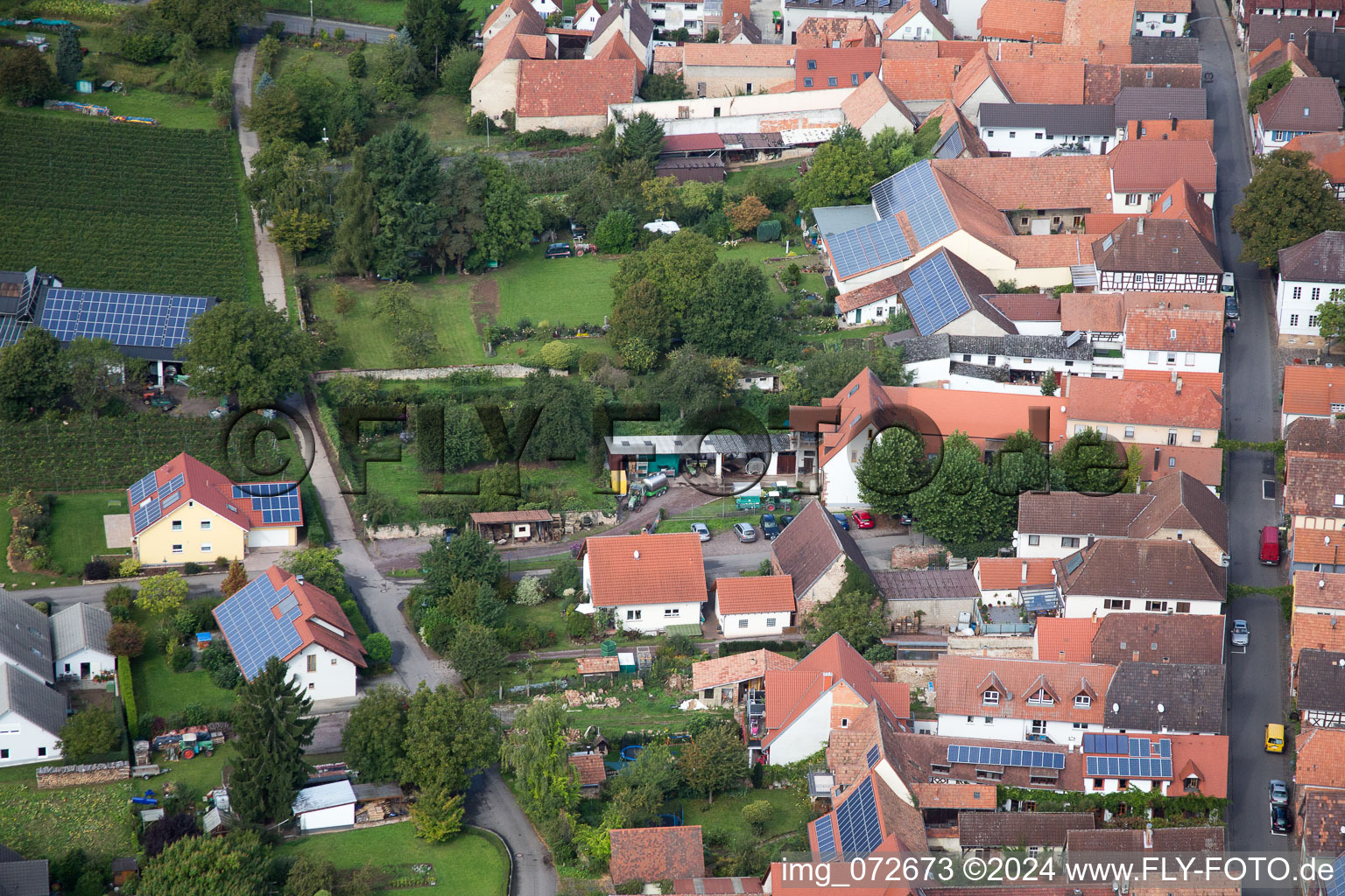 District Heuchelheim in Heuchelheim-Klingen in the state Rhineland-Palatinate, Germany from a drone