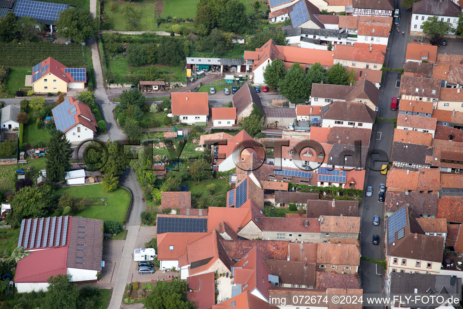 District Heuchelheim in Heuchelheim-Klingen in the state Rhineland-Palatinate, Germany seen from a drone