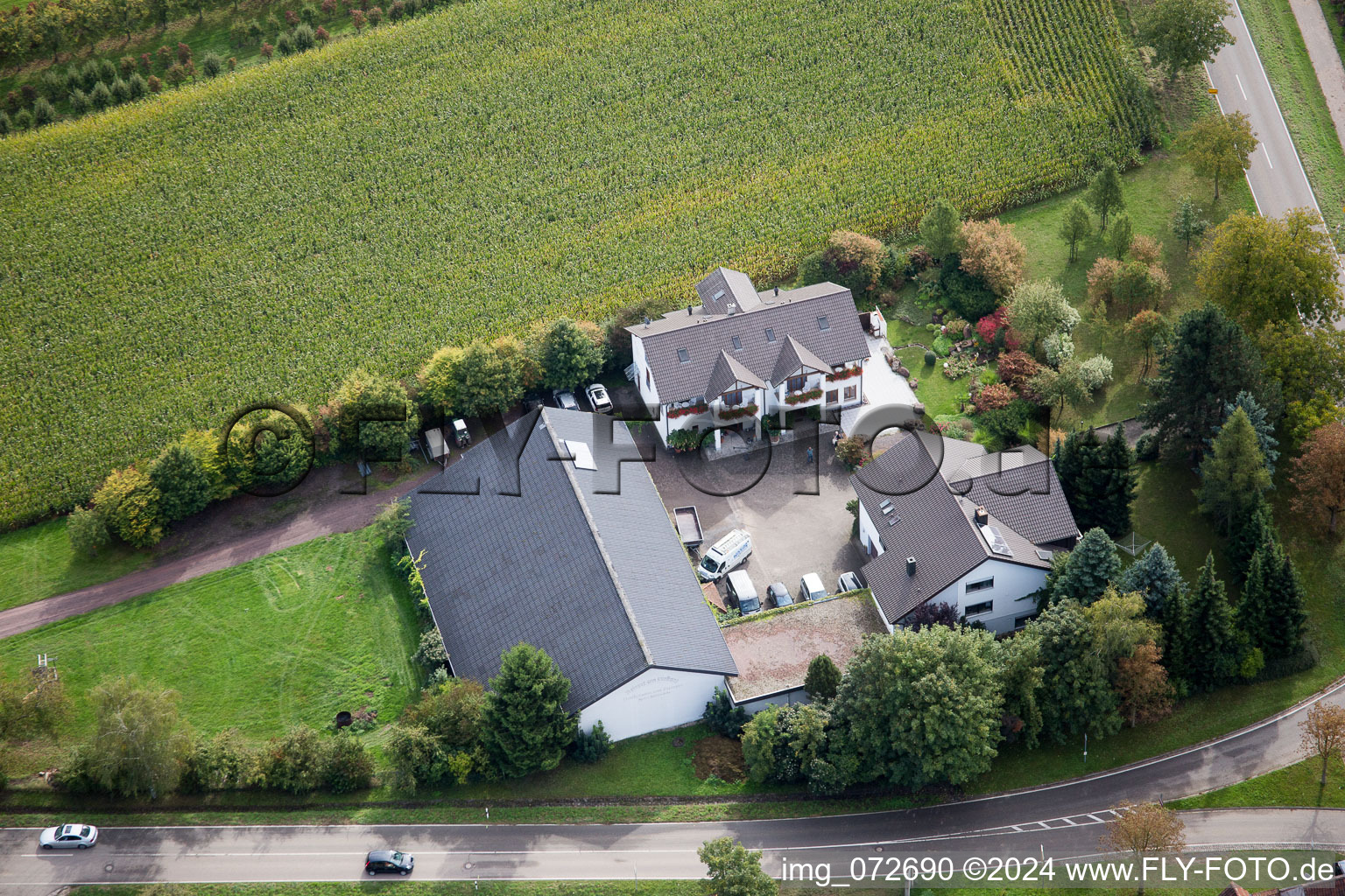 Drone recording of District Heuchelheim in Heuchelheim-Klingen in the state Rhineland-Palatinate, Germany