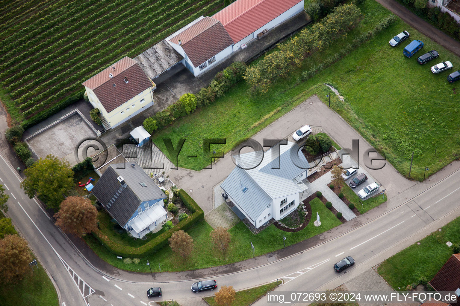 District Heuchelheim in Heuchelheim-Klingen in the state Rhineland-Palatinate, Germany from the drone perspective