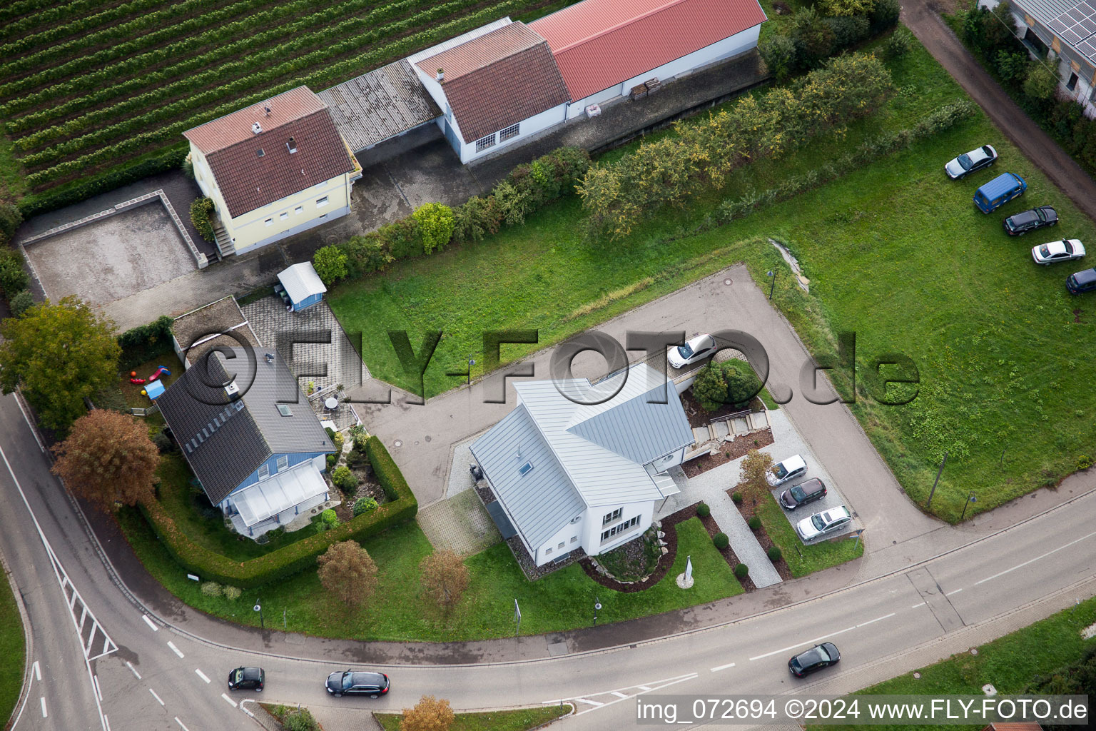 District Heuchelheim in Heuchelheim-Klingen in the state Rhineland-Palatinate, Germany from a drone