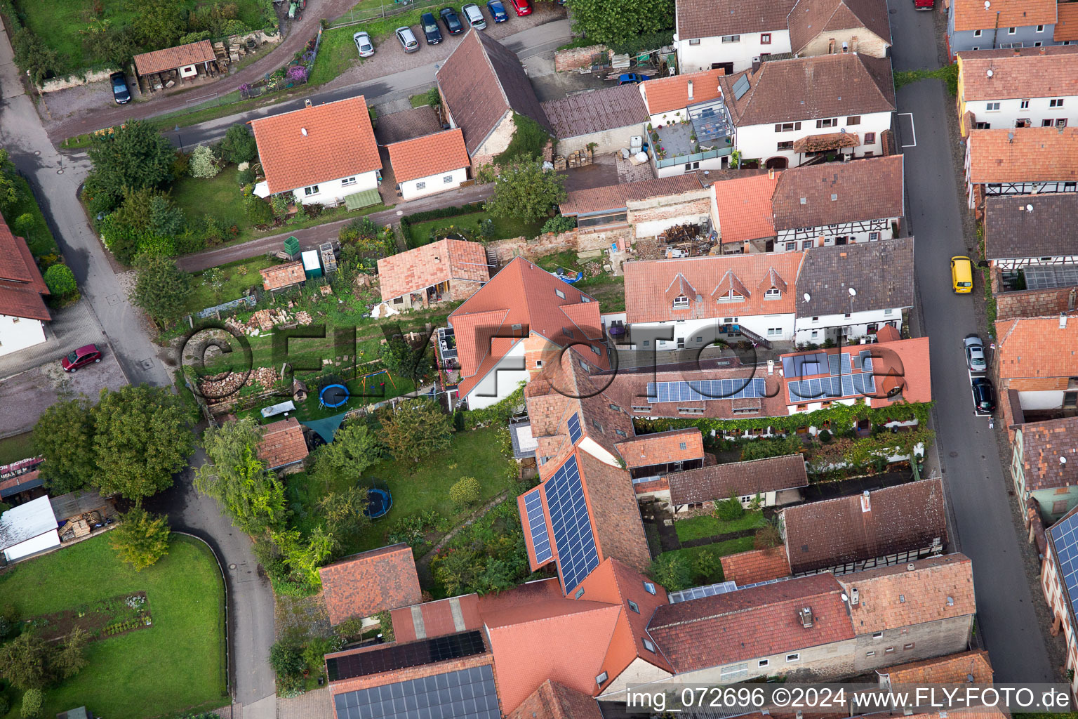 District Heuchelheim in Heuchelheim-Klingen in the state Rhineland-Palatinate, Germany seen from a drone