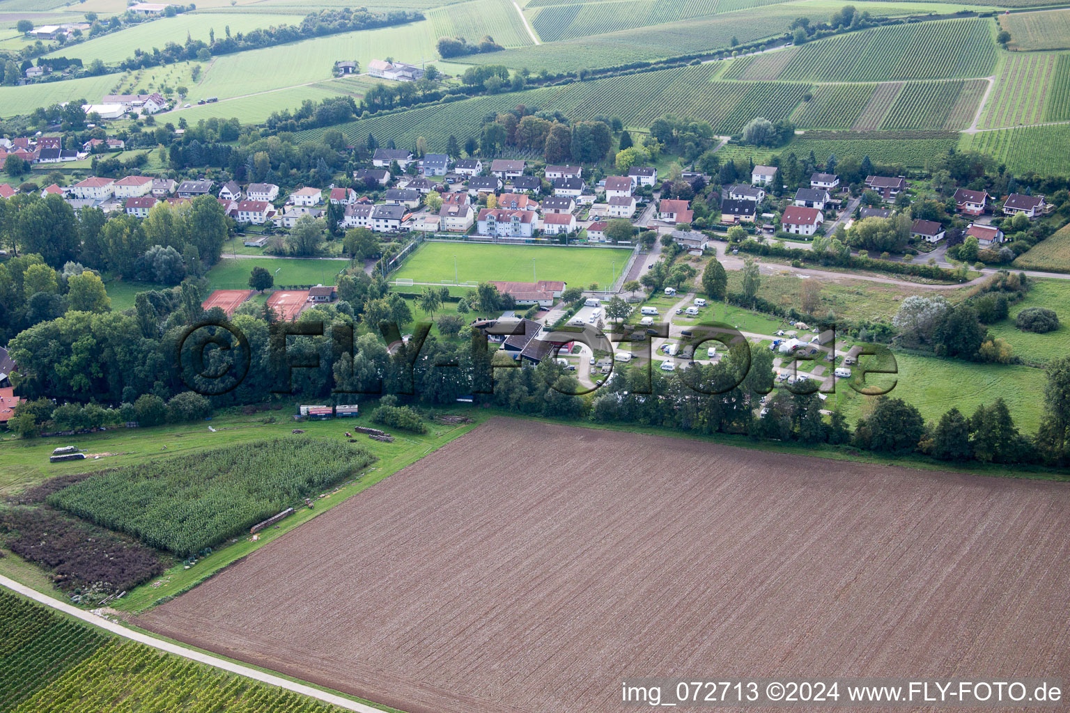 Campsite in the district Klingen in Heuchelheim-Klingen in the state Rhineland-Palatinate, Germany