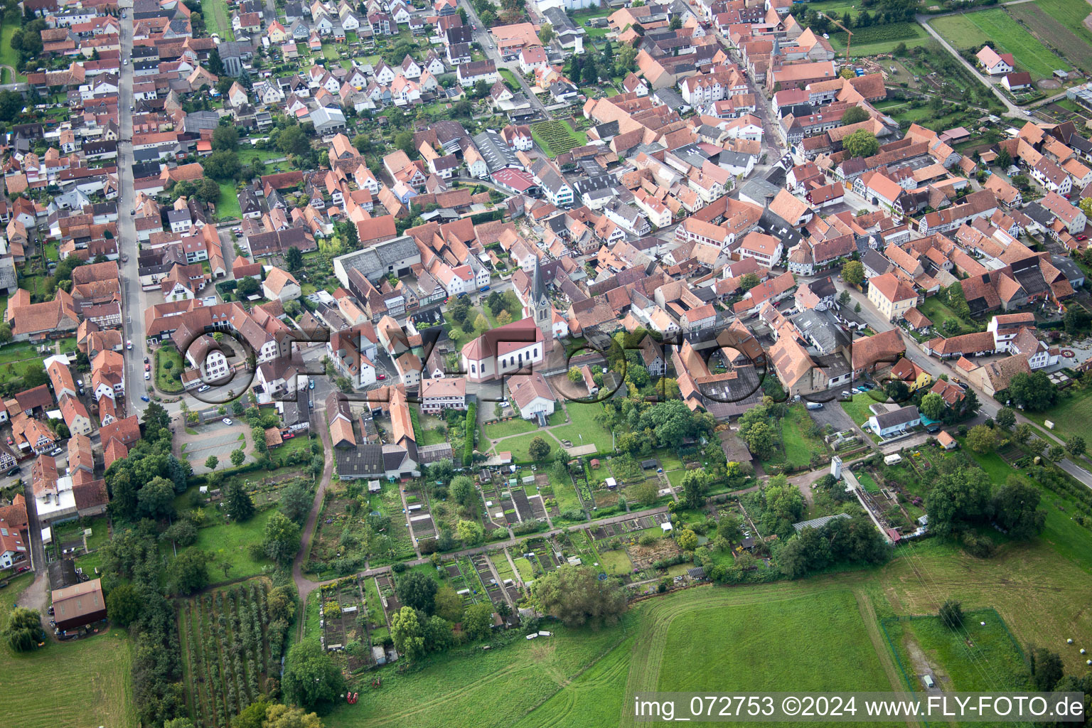 Aerial view of Steinweiler in the state Rhineland-Palatinate, Germany