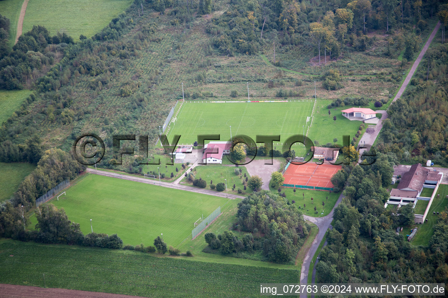 Sports fields in Steinweiler in the state Rhineland-Palatinate, Germany