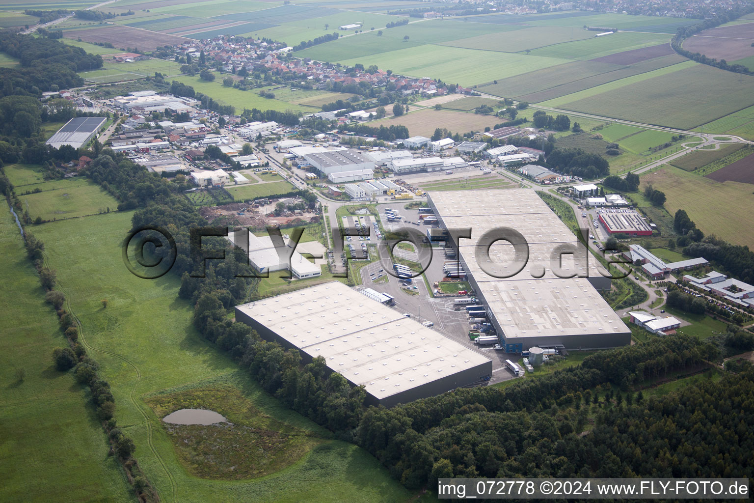 Aerial view of Horst Industrial Area in the district Minderslachen in Kandel in the state Rhineland-Palatinate, Germany