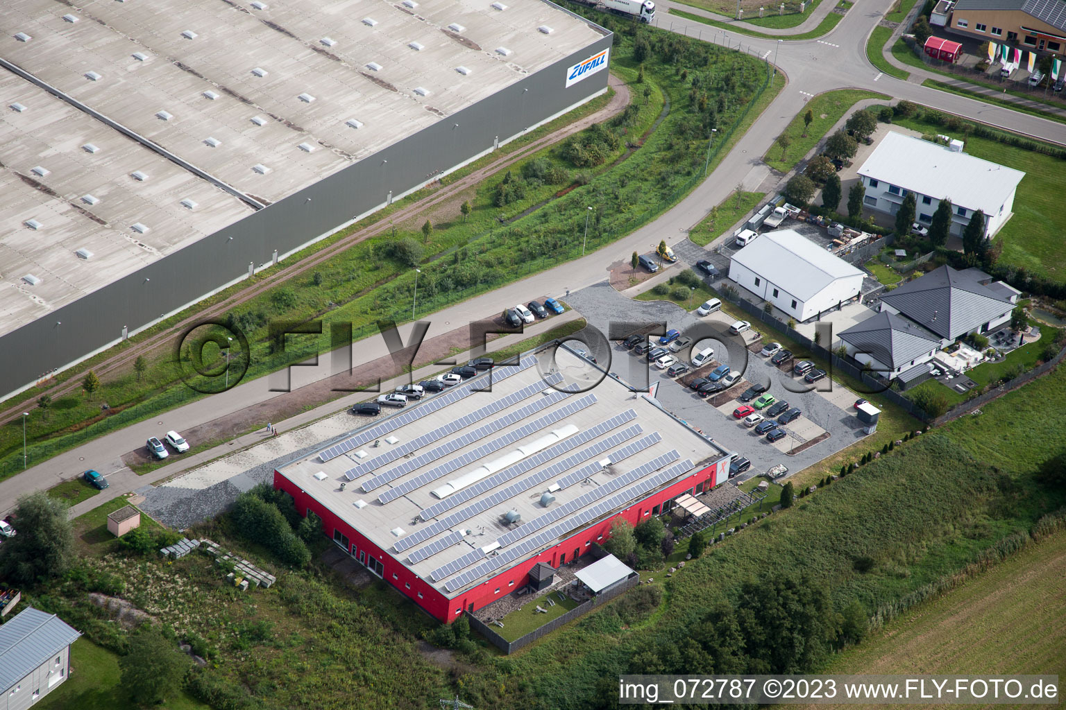 Oblique view of Horst industrial area in the district Minderslachen in Kandel in the state Rhineland-Palatinate, Germany