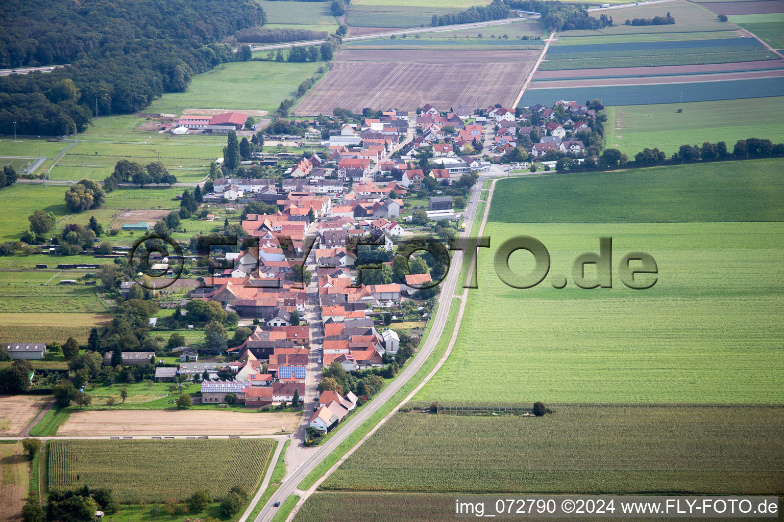 Aerial view of District Minderslachen in Kandel in the state Rhineland-Palatinate, Germany