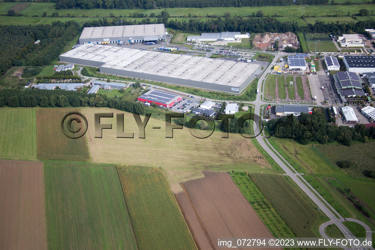 Horst industrial area in the district Minderslachen in Kandel in the state Rhineland-Palatinate, Germany out of the air