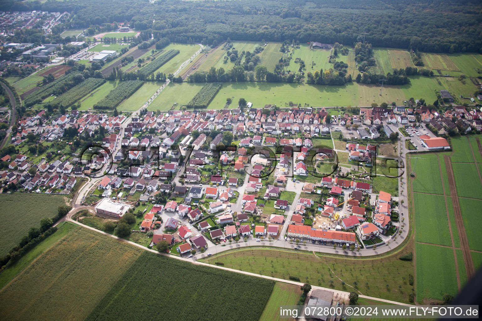 Aerial photograpy of District Minderslachen in Kandel in the state Rhineland-Palatinate, Germany