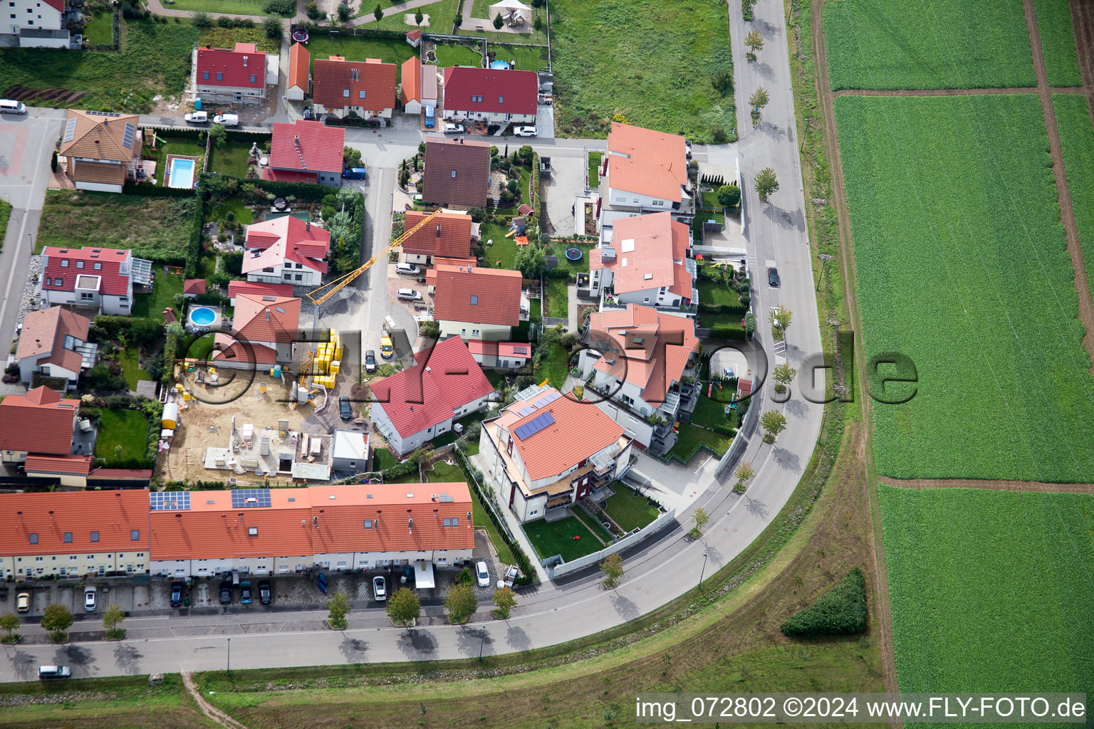 Oblique view of District Minderslachen in Kandel in the state Rhineland-Palatinate, Germany