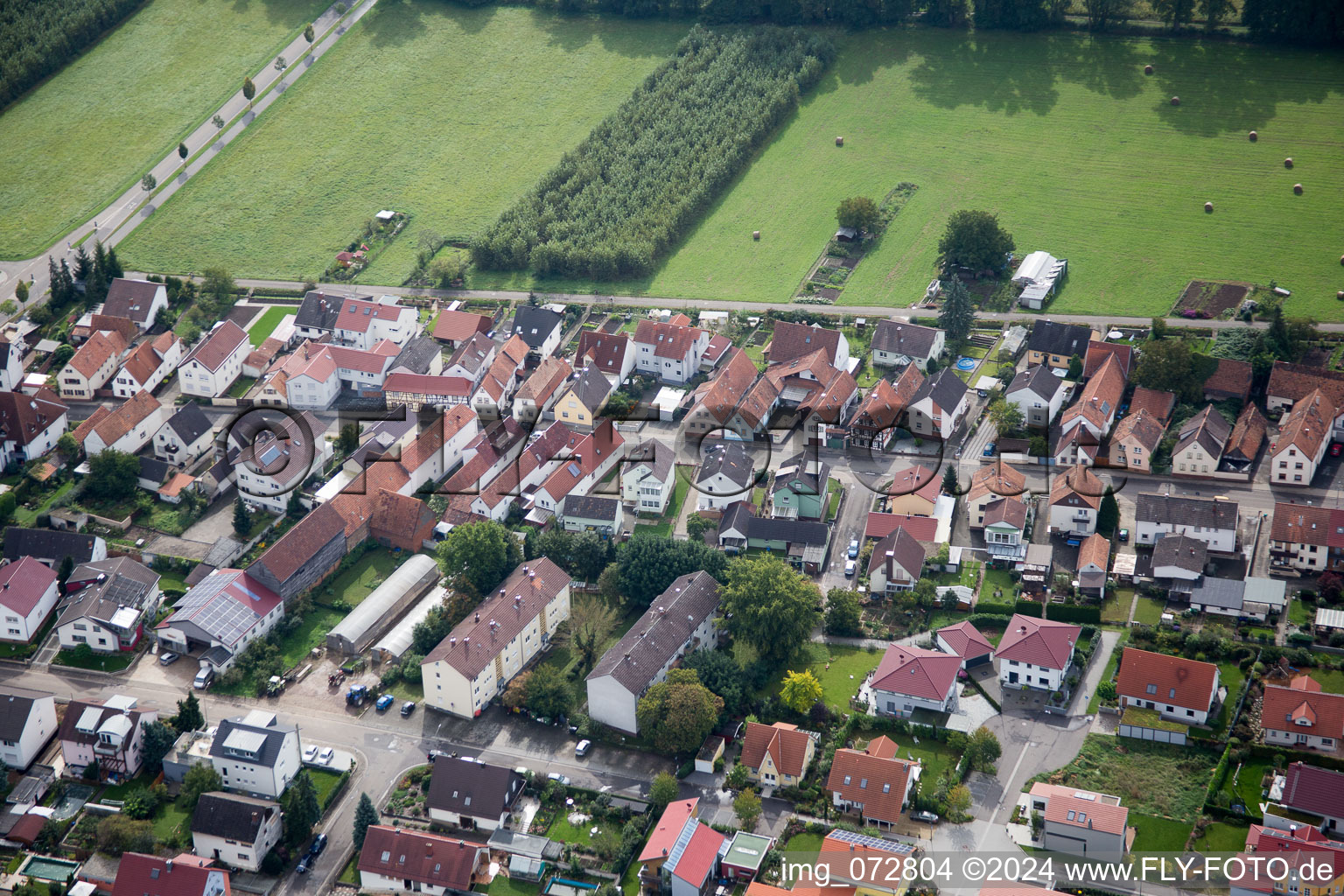 Aerial photograpy of Saarstr in Kandel in the state Rhineland-Palatinate, Germany