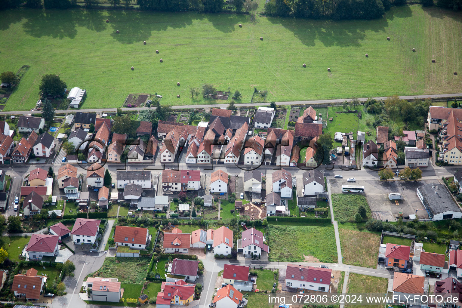 Saarstr in Kandel in the state Rhineland-Palatinate, Germany from above