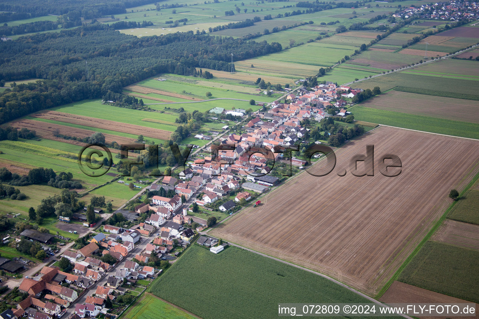 Saarstr in Kandel in the state Rhineland-Palatinate, Germany from the plane