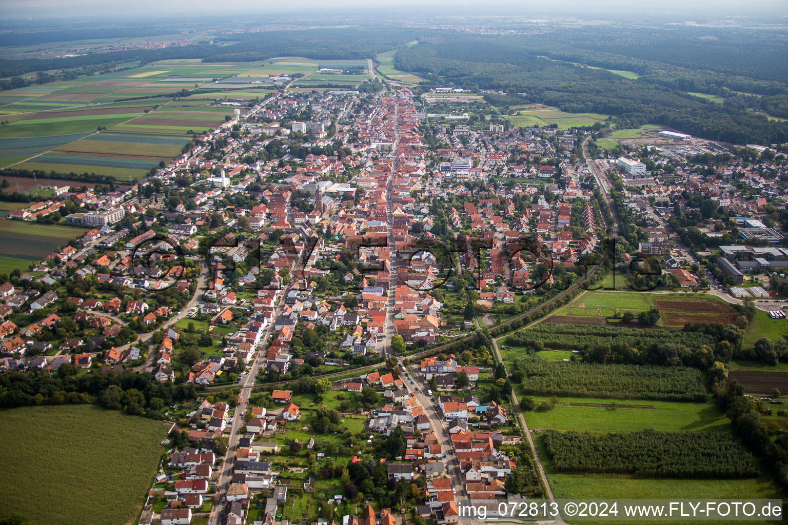 Town View of the streets and houses of the residential areas in Kandel in the state Rhineland-Palatinate, Germany