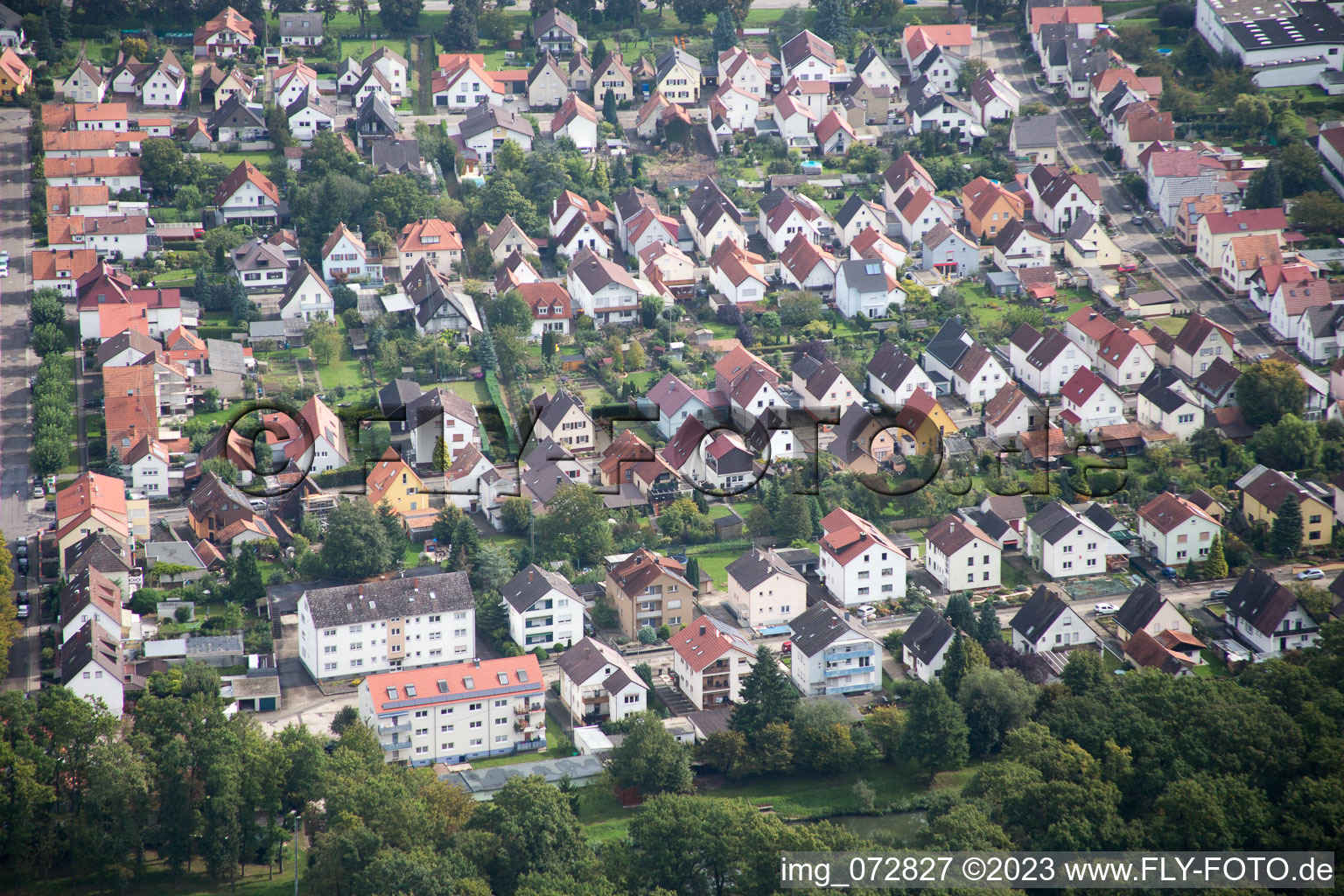 Aerial view of Settlement in Kandel in the state Rhineland-Palatinate, Germany