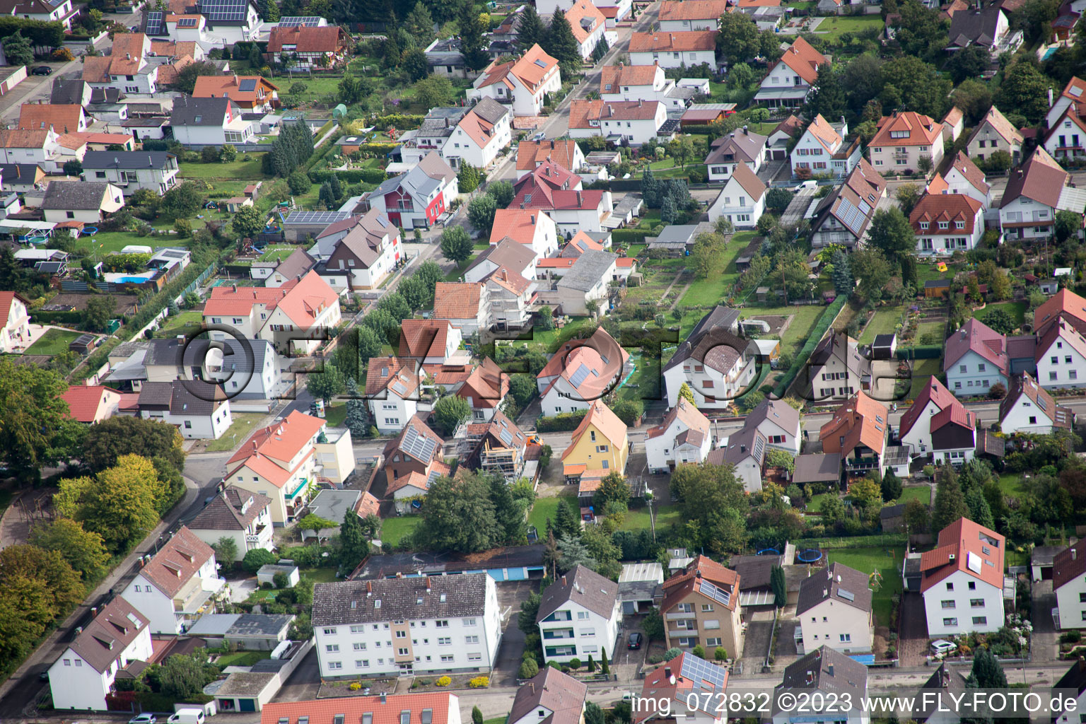 Settlement in Kandel in the state Rhineland-Palatinate, Germany from above