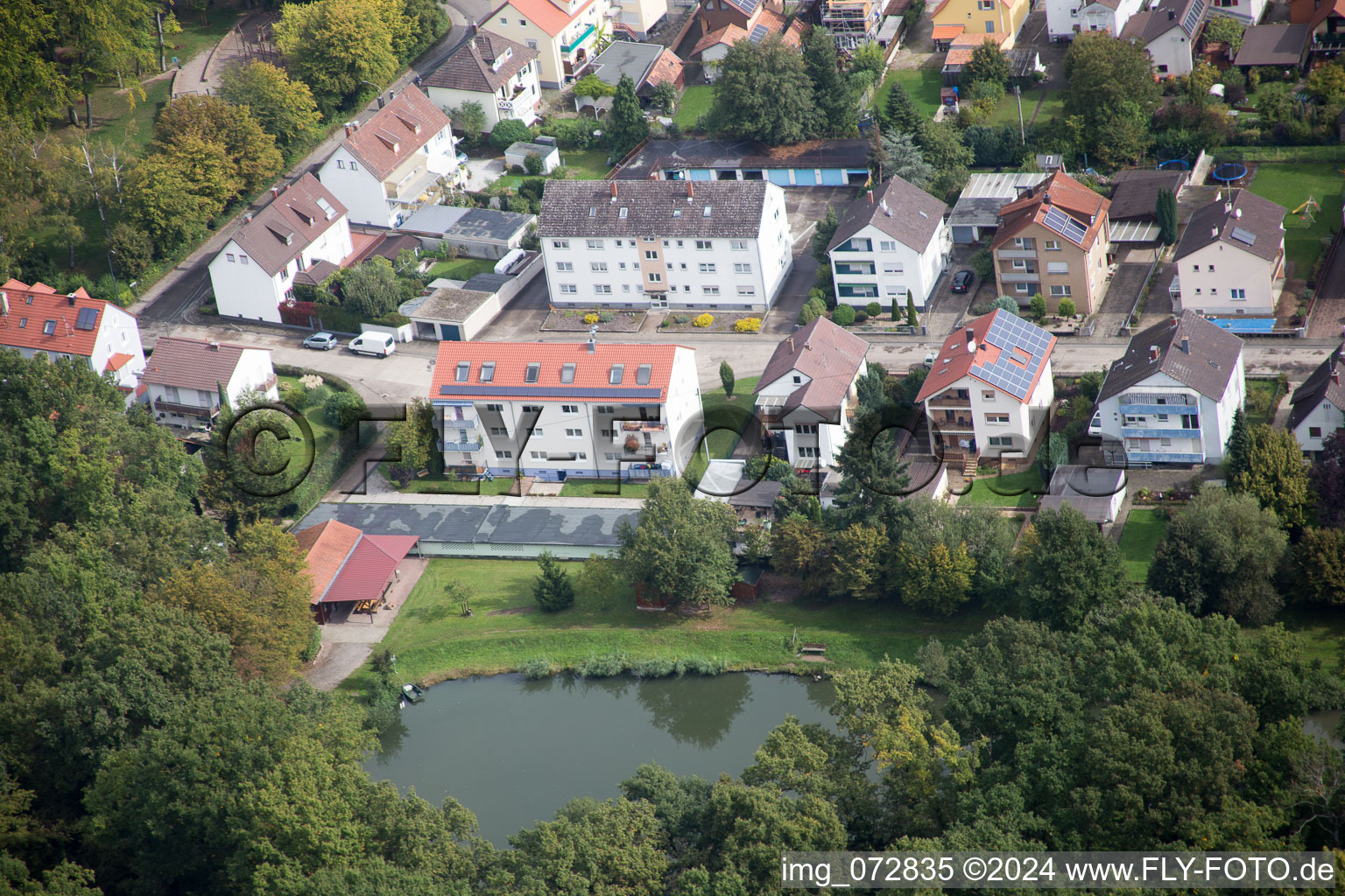 Settlement in Kandel in the state Rhineland-Palatinate, Germany seen from above