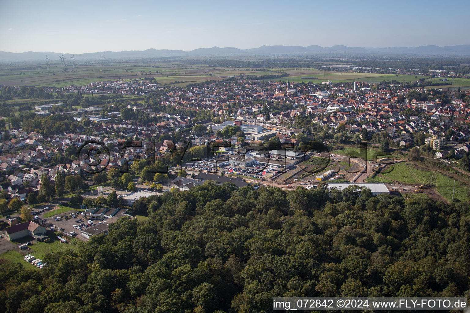 Bird's eye view of Kandel in the state Rhineland-Palatinate, Germany