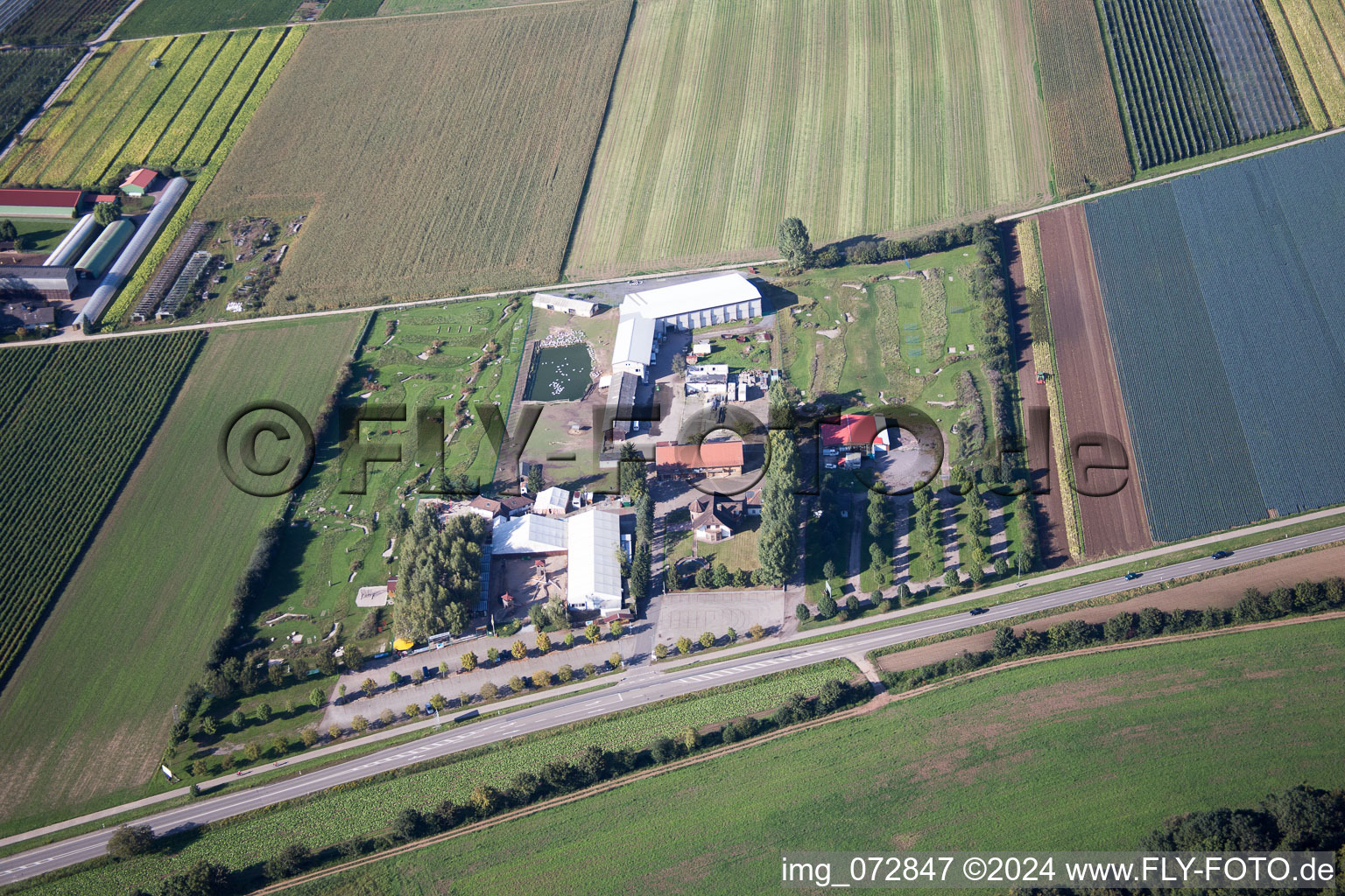 Aerial view of Adamshof Footgolf in Kandel in the state Rhineland-Palatinate, Germany