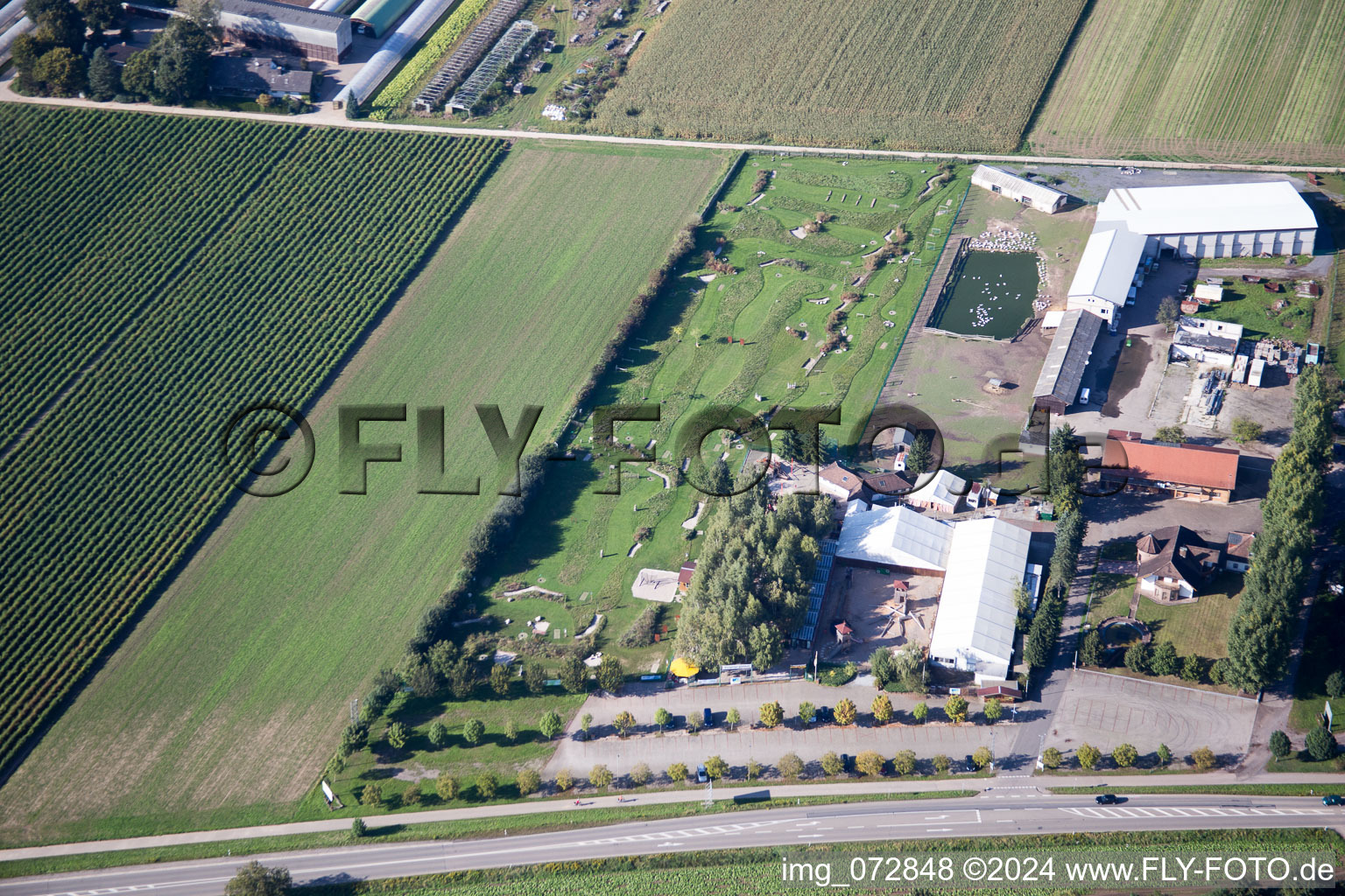 Aerial photograpy of Adamshof Footgolf in Kandel in the state Rhineland-Palatinate, Germany