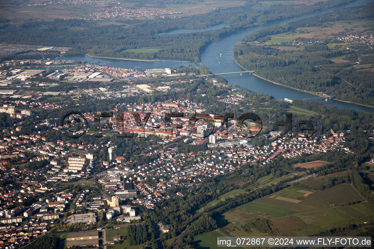 Aerial photograpy of Germersheim in the state Rhineland-Palatinate, Germany