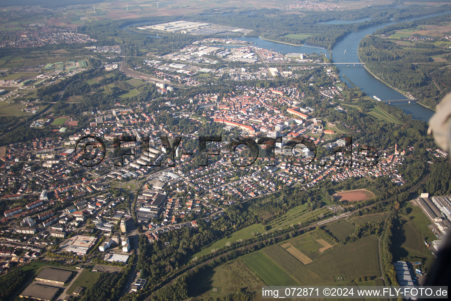 Germersheim in the state Rhineland-Palatinate, Germany from above