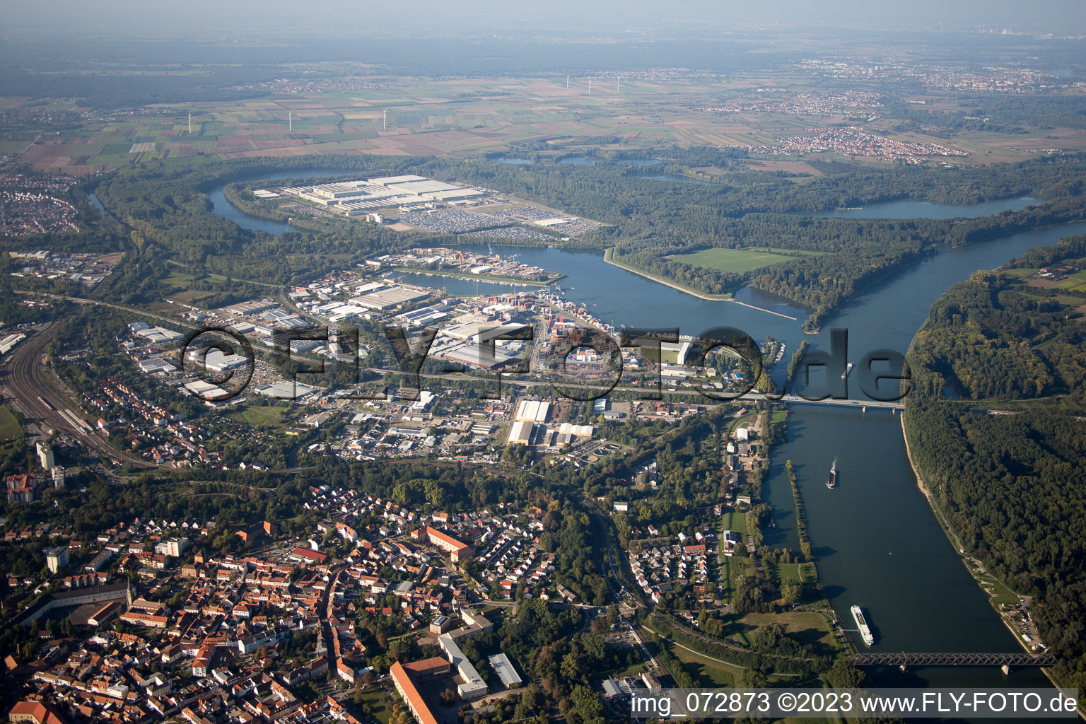 Germersheim in the state Rhineland-Palatinate, Germany seen from above
