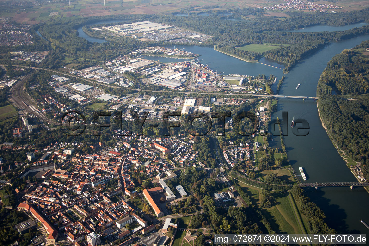 Germersheim in the state Rhineland-Palatinate, Germany from the plane