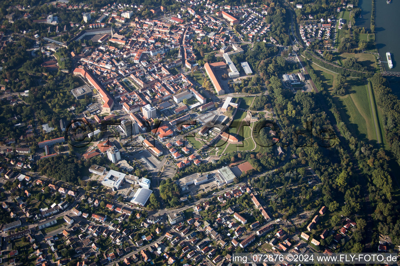 Germersheim in the state Rhineland-Palatinate, Germany viewn from the air