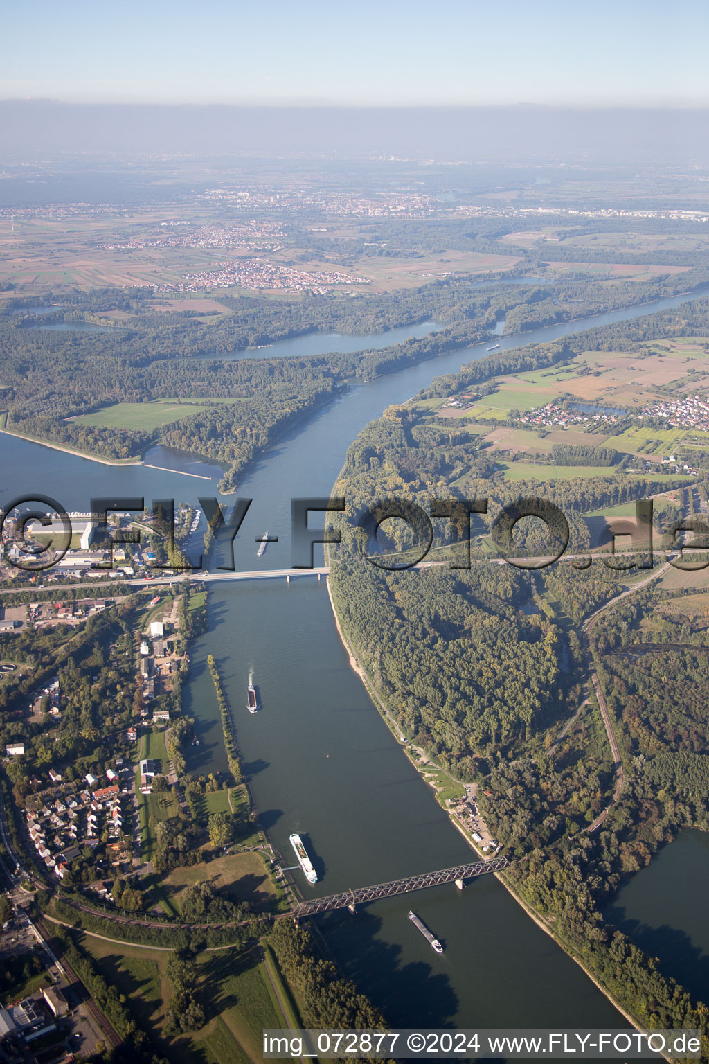 Drone recording of Germersheim in the state Rhineland-Palatinate, Germany