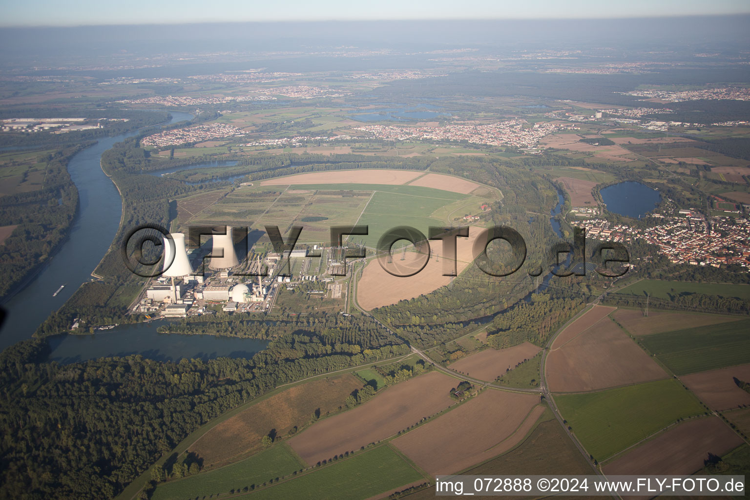 Aerial view of Philippsburg in the state Baden-Wuerttemberg, Germany