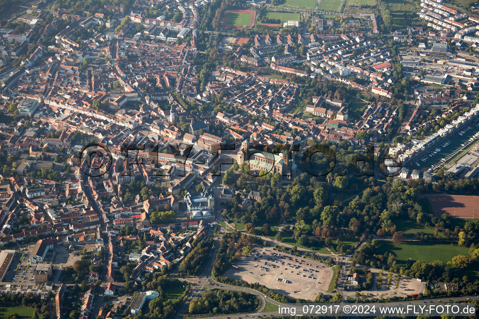 Speyer in the state Rhineland-Palatinate, Germany seen from a drone