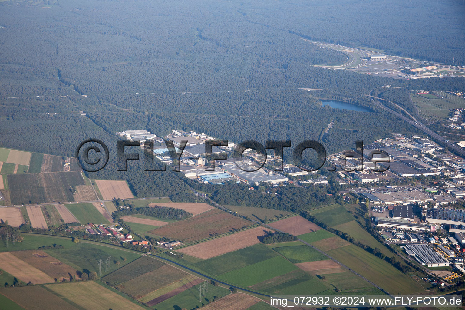 Aerial photograpy of Hockenheim in the state Baden-Wuerttemberg, Germany