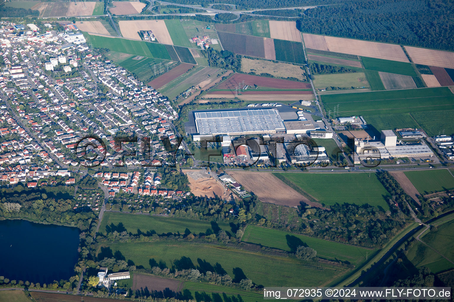 Aerial photograpy of Ketsch in the state Baden-Wuerttemberg, Germany