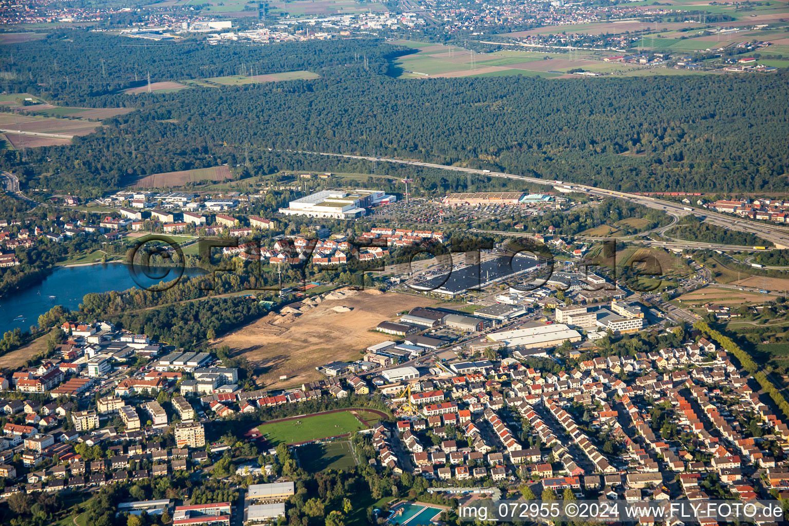 New building construction site in the industrial parkSchuette-Lanz-Park in Bruehl in the state Baden-Wurttemberg