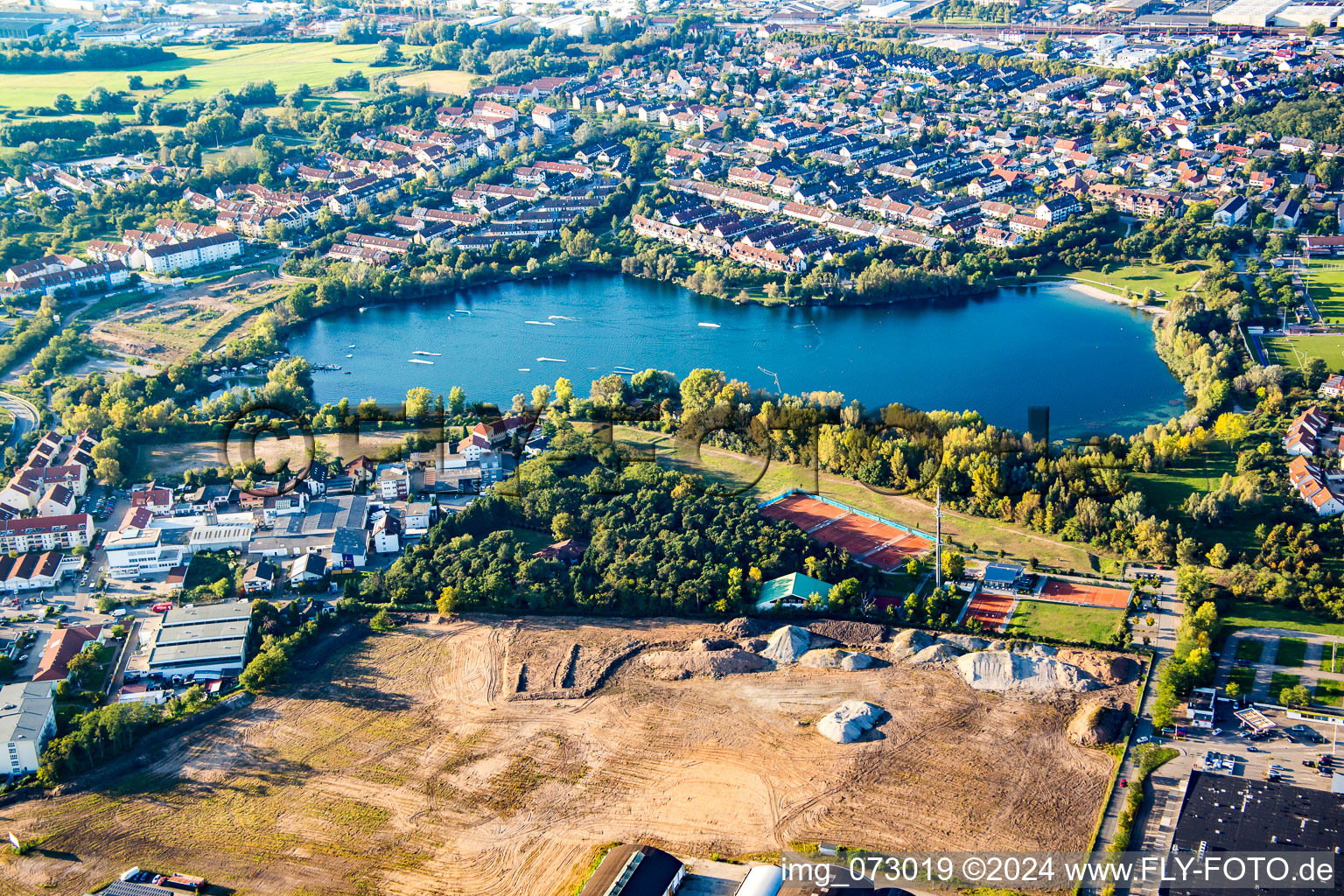 Lake Rheinau in the district Rohrhof in Brühl in the state Baden-Wuerttemberg, Germany