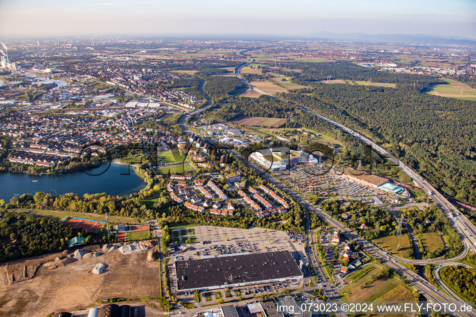 New building construction site in the industrial parkSchuette-Lanz-Park in Bruehl in the state Baden-Wurttemberg