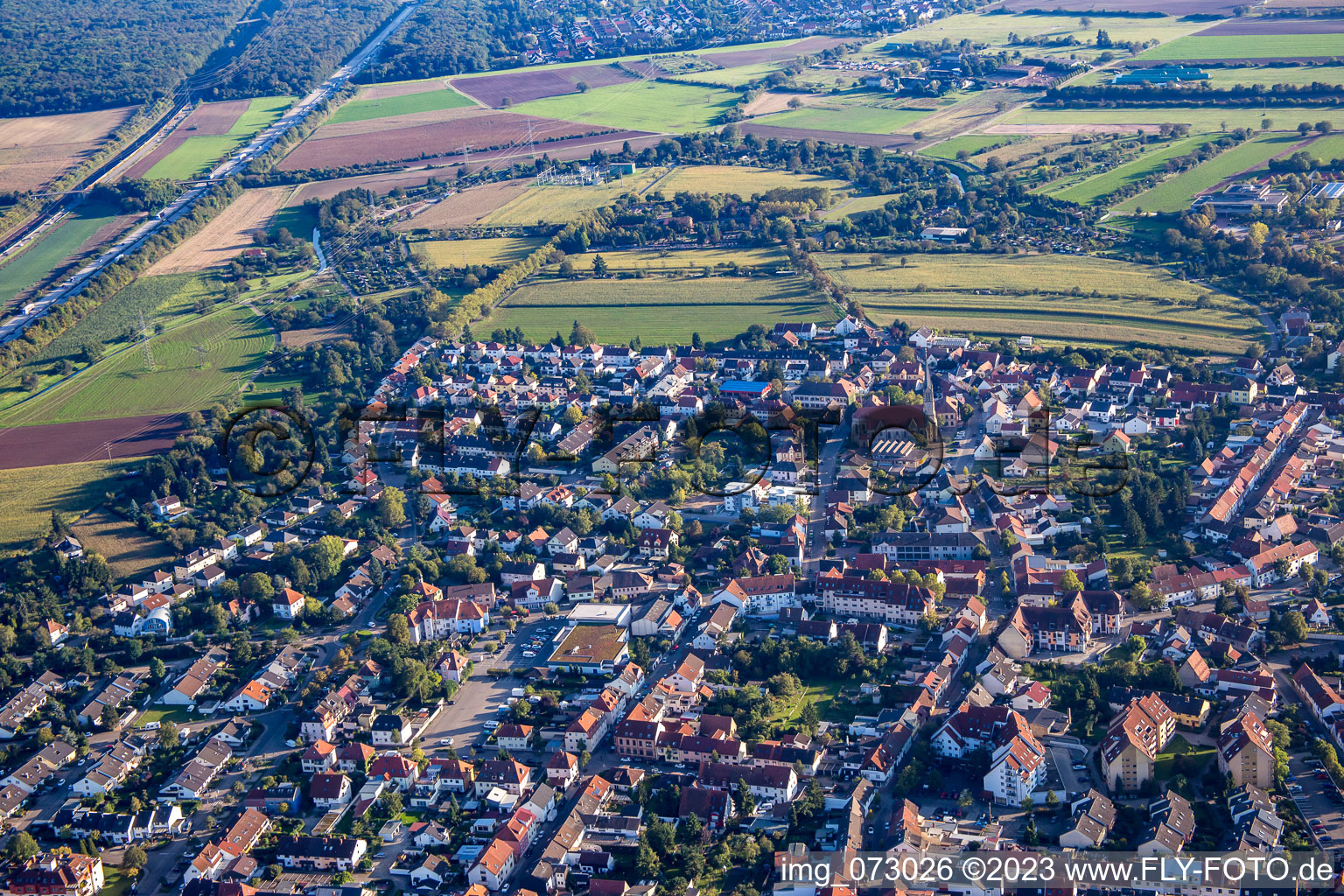 Aerial view of Brühl in the state Baden-Wuerttemberg, Germany