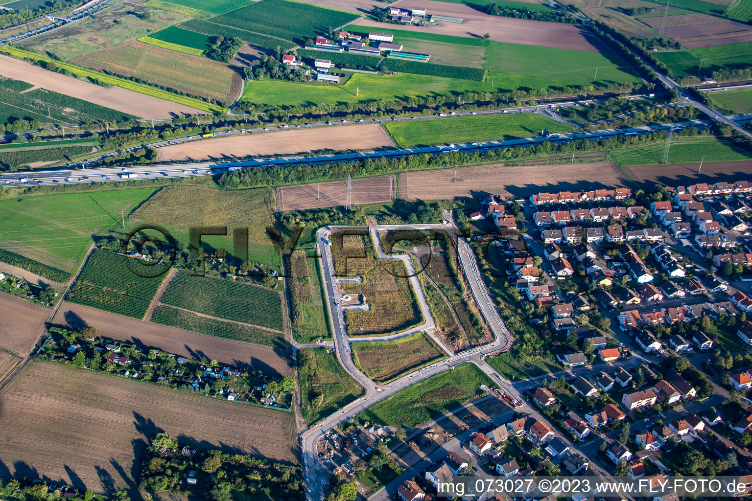 New development area Otto-Hahn-Straße in Brühl in the state Baden-Wuerttemberg, Germany