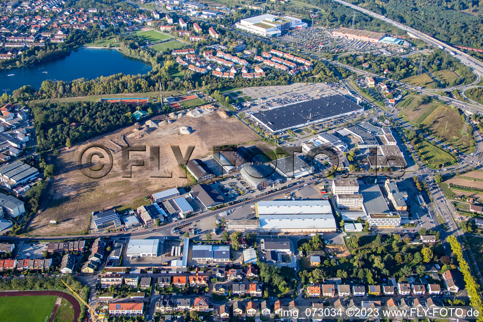 Schütte-Lanz-Park commercial area in Brühl in the state Baden-Wuerttemberg, Germany out of the air